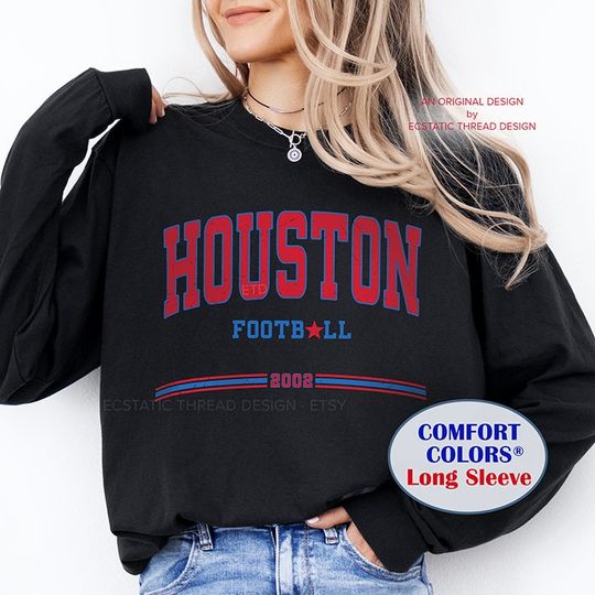Discover Vintage Houston Football Shirt, Long Sleeve, Distressed Football Tshirt, Comfort Colors, H Town, Houston Football Fan Gift, For Women & Men