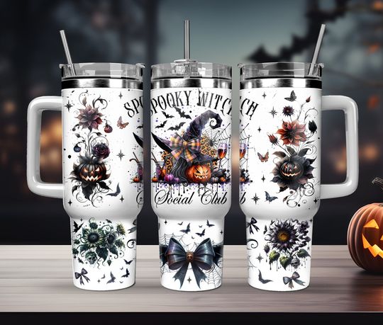 Discover Spooky Witch Soociial Clubb 40oz   Sublimation Design, Halloween 40oz Quencher Tumbler