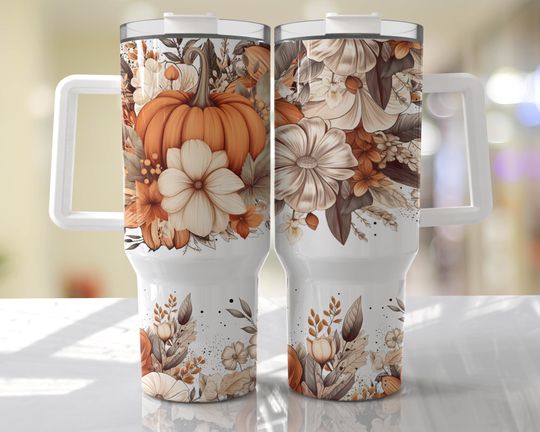 Discover Boho Pumpkin Fall 40oz Quencher Tumbler  -  Halloween Seamless  Tumbler Design Sublimation