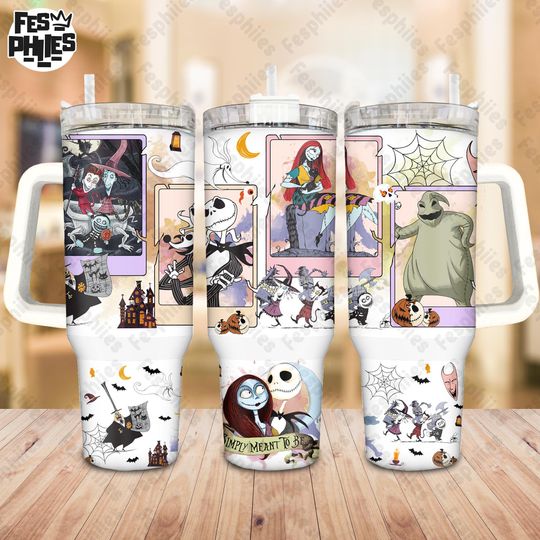 Discover Halloween Nightmare Tarot Cards 40 oz Quencher Tumbler Wrap  , Horror Halloween 40oz Tumbler