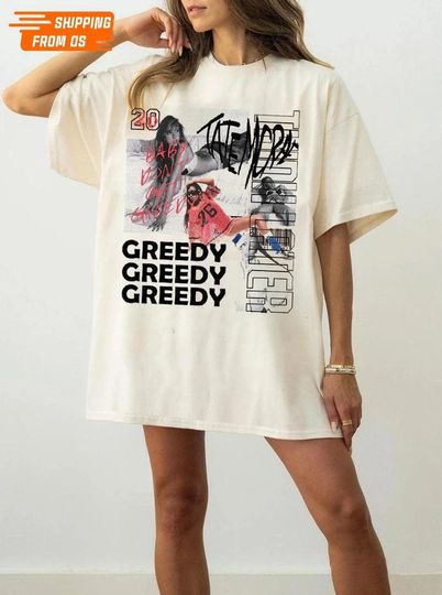 Discover Tate Mcrae Greedy Album 90s Shirt, Tate Mcrae 2024 Tour T-Shirt, Tate Mcrae Graphic Shirt, Tate Mcrae Fan Merch, Gift For Her