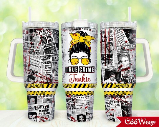 True Crime 40oz Tumbler  , Halloween Crime Scene 2 pieces 40 oz Tumbler  , Halloween Horror Tumbler 40oz  Sublimation Designs