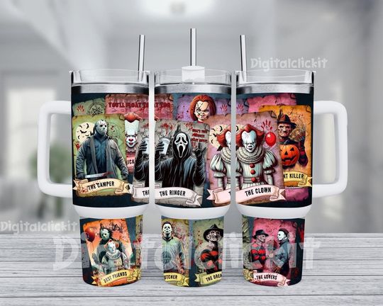 Discover Horror movie 40oz tumbler wrap, Horror killer characters, Horror Halloween 40oz tumbler  , killer friends  , Horror characters 40oz