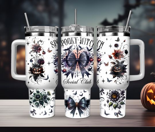 Discover Spooky Witch Soociial Clubb 40oz  Sublimation Design, Halloween 40oz Quencher Tumbler