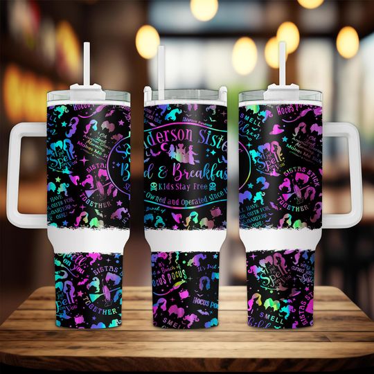 Discover Halloween 40oz Quencher Tumbler Wrap  , Witches Sisters 40 oz Tumbler  , 40oz Tumbler Design, Spooky Season, Tumbler Sublimation