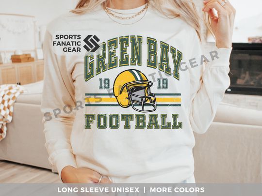 Discover Green Bay Football Long Sleeve Shirt, Vintage Retro Style Football Shirt, Comfort Colors Unisex Garment-dyed Long Sleeve Tee