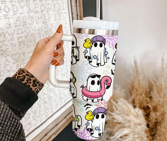 Discover Funny Ghost Halloween Tumbler 40oz With Handle, Ghost Tumbler 40oz, Spooky Boo Tumbler 40oz, Stainless Steel Tumbler, Insulated Tumbler