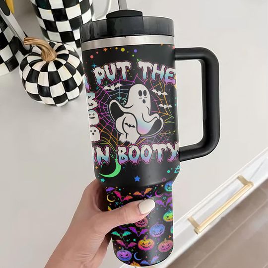 Discover I Put The Boo In Booty Ghost Halloween Tumbler 40oz With Handle, Ghost Tumbler, Spooky Tumbler, Stainless Steel Tumbler, Insulated Tumbler