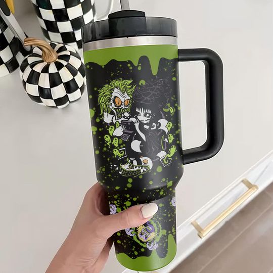 Discover Green Monster Halloween Tumbler 40oz With Handle, Horror Characters Tumbler, Scary Movie Tumbler, Stainless Steel Tumbler, Insulated Tumbler