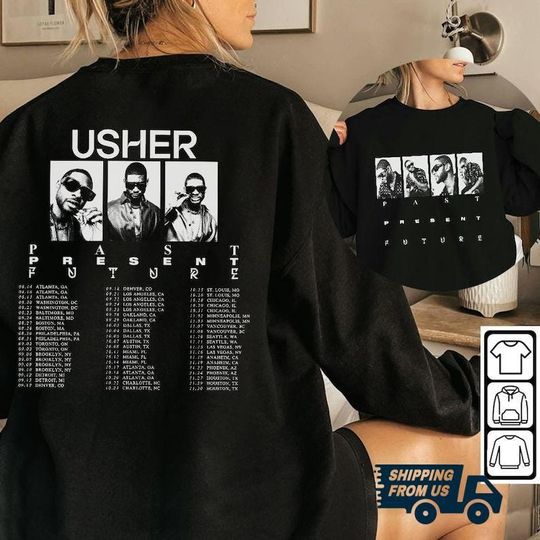 Discover Rapper Usher Two Side Shirt, Usher 90s Sweatshirt, Usher World Tour 2024 Fan Gifts