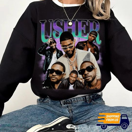 Rapper Usher Graphic Shirt, Usher 90s Sweatshirt, Retro Usher Shirt, Usher Rap Hip Hop, Usher Tour 2024 Fan Merch, Usher Gifts
