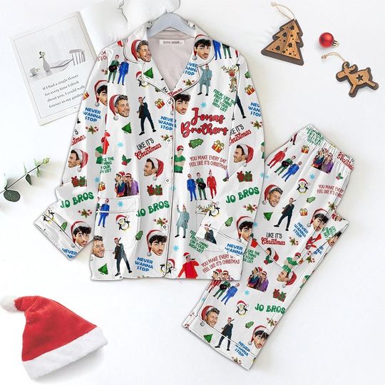 Jonas Brothers Pajamas Set, Jonas Brothers Tour 2024 Shirt, Jonas Music Band Holiday Pajamas, Five Album One Night Tee, Gift For Her