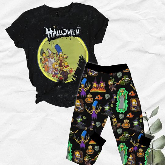 Halloween Simpsons Pajamas, Simpsons Family Shirts, Bart Simpson Pajamas Set, Homer Simpson Holiday Pajamas, Spooky Season Shirt