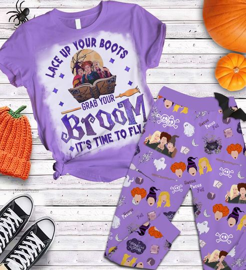 Hocus Pocus Pajamas Set, Just A Bunch Of Hocus Pocus Shirt, Sanderson Sisters Pajamas, Halloween Witches Shirt, Halloween Fall Shirt