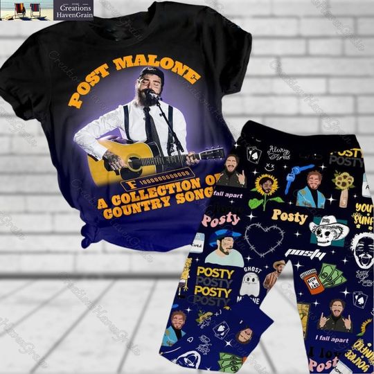 Post Malone T-Shirt Pants Set, Cowboy Post Fleece Pajamas, I Had Some Help Midnight Shirt, Post Malone Tour Rapper Gift