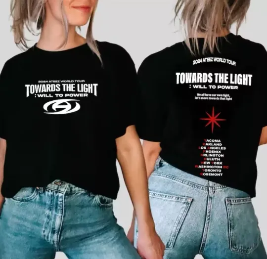 Ateez Towards The Light Will To Power World Tour Tshirt, Ateez Silver Foil Shirt