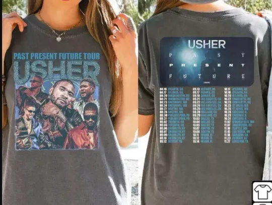 Discover BlvckStyle 2Side Usher Past Present Future Tour 2024 Shirt, Usher 2024 Concert
