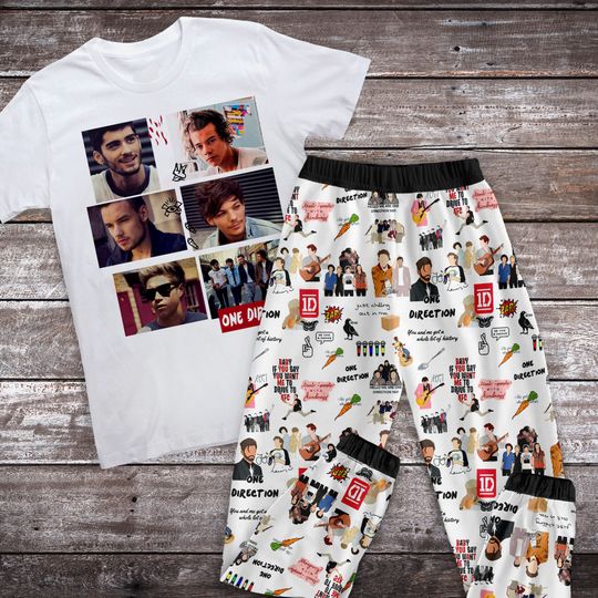 One Direction Pajamas Set, One Direction Personalized Family Pajamas, One Direction Family Christmas Pajamas Set.