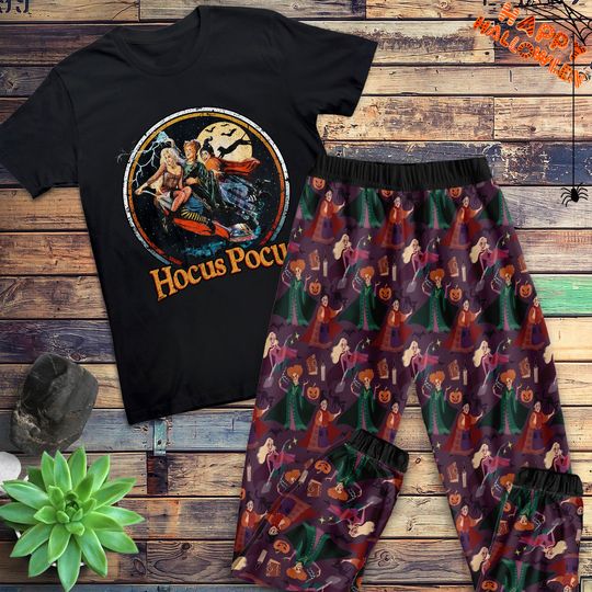 Hocus Pocus Halloween Pajamas Set, Sanderson Sisters Pajamas For Adult And Kids, Hocus Pocus Pajamas Set