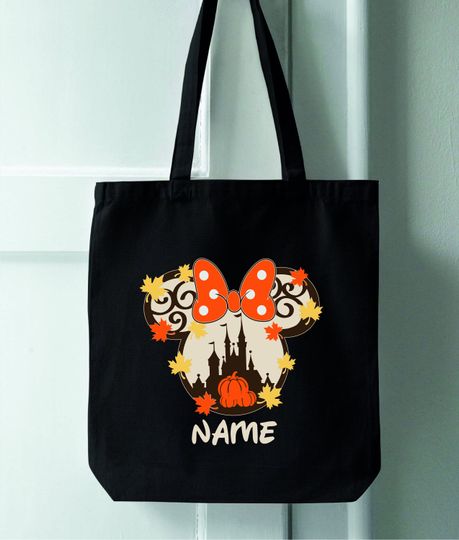 Discover Custom Disney Minnie Halloween Tote Bag, Personalized Name Disney Kids Shopping Candy Bag, Halloween Tote bag, Disney Custom Name Tote Bags