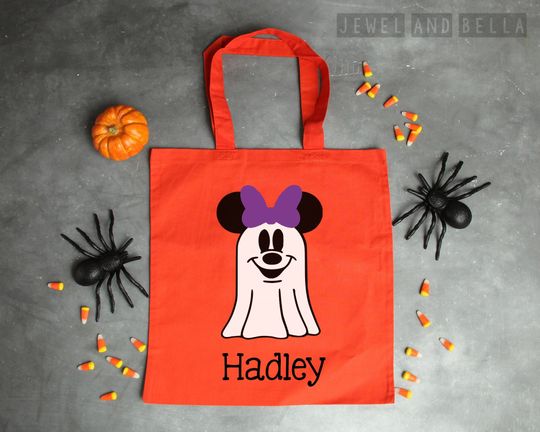 Discover Personalized Ghost Minnie Mouse Trick or Treat Tote, Mickey's Not So Scary Halloween Trick or Treat Bag, Personalized Trick or Treat Bag