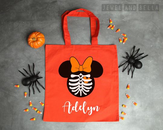 Discover Personalized Minnie Mouse Trick or Treat Tote, Custom Mickey's Not So Scary Halloween Trick or Treat Bag, Personalized Trick or Treat Bag
