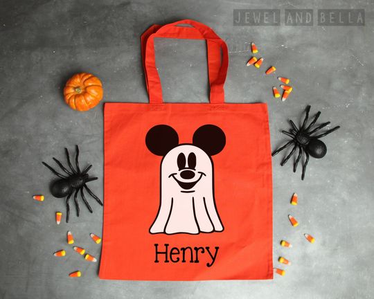Discover Ghost Mickey Mouse Trick or Treat Tote, Custom Mickey's Not So Scary Halloween Party Trick or Treat Bag, Personalized Trick or Treat Bag