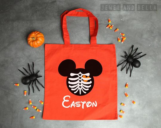 Discover Skeleton Mickey Mouse Trick or Treat Tote, Mickey's Not So Scary Halloween Party Trick or Treat Bag, Personalized Trick or Treat Bag