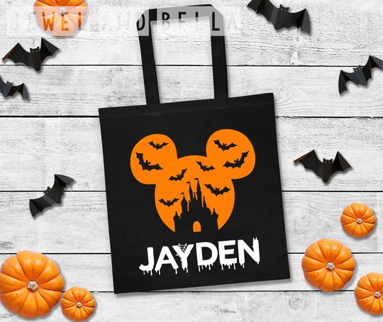 Discover Cinde's Castle Mickey Mouse Trick or Treat Tote, Mickey's Not So Scary Halloween Party Trick or Treat Bag, Personalized Trick or Treat