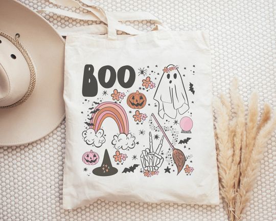 Discover Halloween Tote Bag Trick or Treat Bag Halloween Trick or Treat Bag Halloween Aesthetic Halloween Candy Bag Halloween Tote Bag Canvas