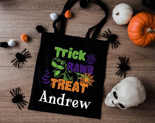 Discover Personalized Halloween Bag | Trick or treat bag | Kids Halloween Tote | Personalized Trick or treat Bag |  Halloween Totes  | Halloween Bag