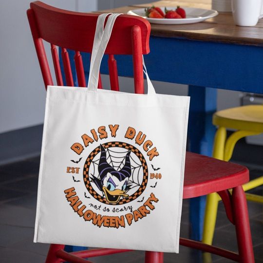 Discover Daisy Duck Not So Scary Halloween Party Tote Bag, Disney Halloween Tote, Spooky Tote Bag, Canvas Tote Bag, Daisy Duck Bag Gift