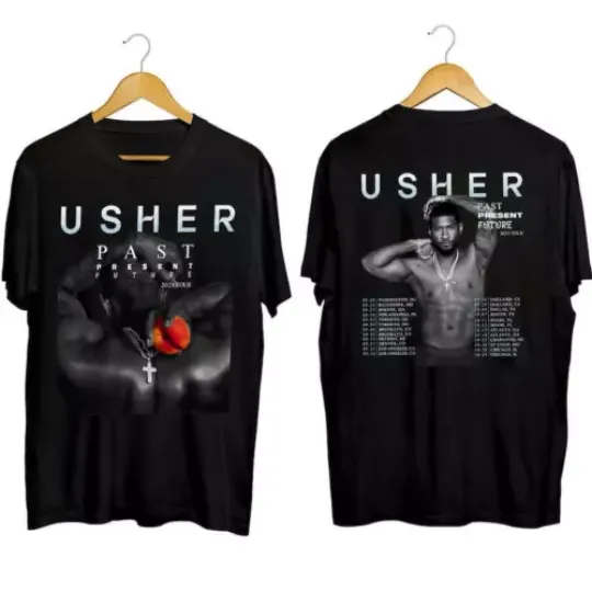 Discover Usher Past Present Future Tour 2024 Shirt, Usher Concert 2024 Shirt