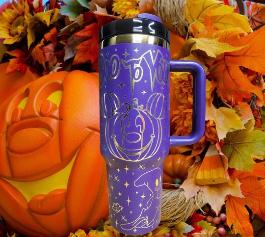 40oz  Laser Engraved Mickey Boo to You Pumpkin Tumbler
