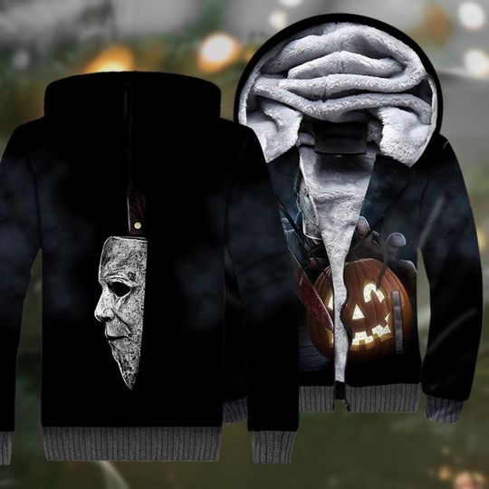 Discover Michael Myers Halloween Hoodie Jacket, Horror Killers Fleece Hoodie, Spooky Season Movie Jacket Man, Hockey Mask Goth Zipper Hoodie