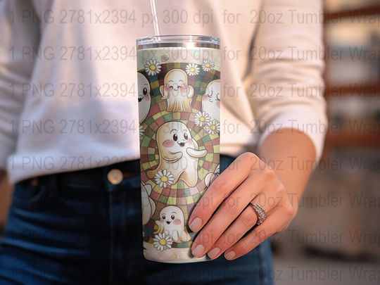 Discover Retro Halloween Tumbler  , 20oz Skinny Tumbler Sublimation,Cute Ghost Tumbler  ,Spooky Season Tumbler, Pastel Halloween
