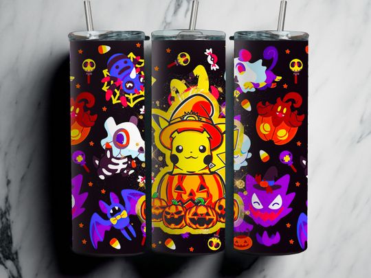 PKM Tumbler Wrap, Halloween Tumbler Wrap, Fall Tumbler Wrap, Halloween  , Pika Tumbler Wrap, PKM  , Pika
