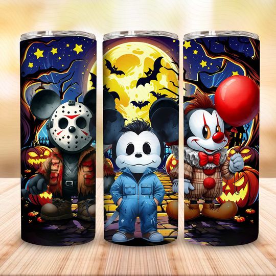 Discover Halloween Cartoon Horror Movie 20oz Tumbler Wrap Design, Cartoon Halloween Skinny Tumbler, Trick or Treat 20oz Tumbler