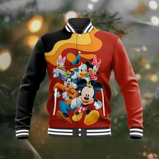 Mickey Halloween Baseball Jacket, Mickey And Friends Tie Dye Jacket, Disney Cartoon Streetwear Jacket, Magic Kingdom Uniform Varsity