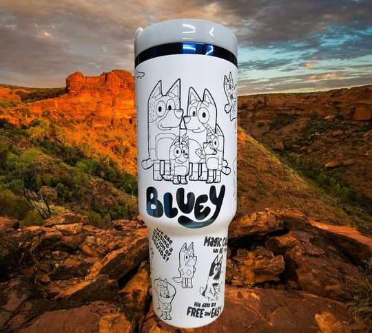 40oz Engraved BlueyDad Tumbler (HAS IMPERFECTION)