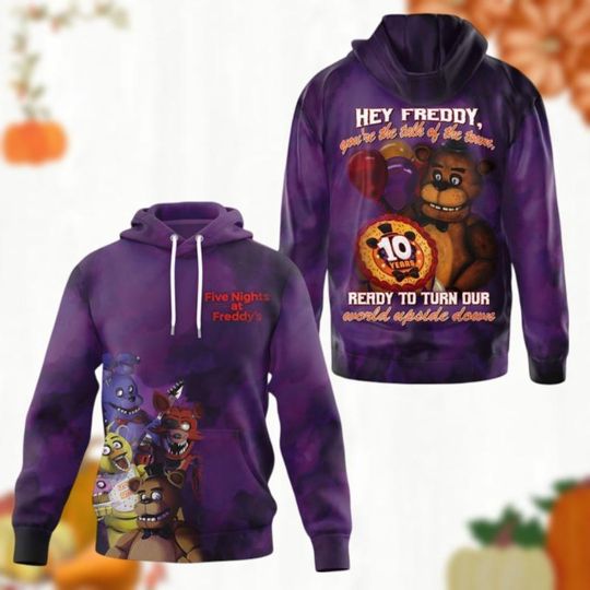 Halloween Five Nights At Freddy Shirt, Fnaf Hoodie, 10Th Anniversary 2014 2024 Shirt, Horror Fnaf Tee, Trick Or Treat, Gift For Fan
