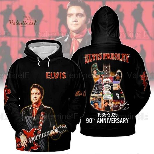 Discover Retro Elvis Presley Shirt, 90Th Anniversary 1935 2025, The King Of Rock And Roll Tee, Elvis Tour Hoodie, Elvis 2024 Gift For Fan