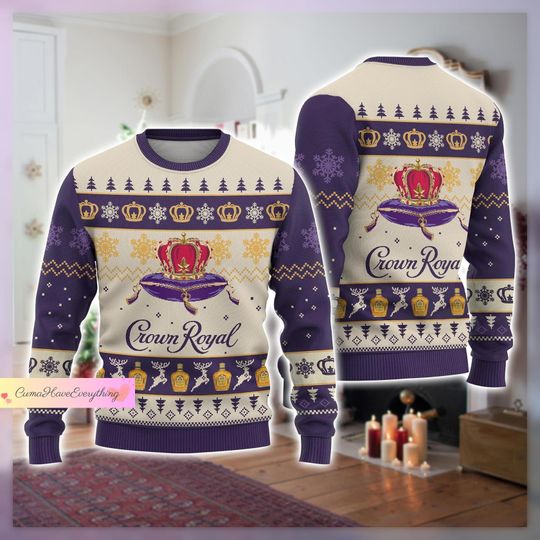 Discover Crown Royal Ugly Sweater, Crown Royal Xmas Sweater, Royal Whiskey Christmas Sweater, Crown Royal Sweater, Gift For Men
