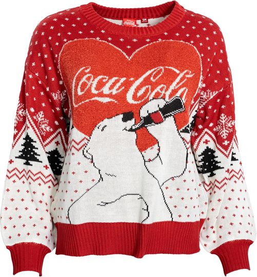Discover Coca Cola Heart Polar Bear Drinking Womens Ugly Christmas Sweater