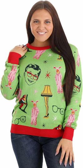 Adult A Christmas Story Ugly Christmas Sweater, Funny Holiday Pullover Sweatshirt, Fragile Leg Lamp Sweater