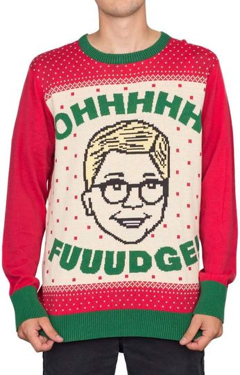 RIPP JUNC A Christmas Story Ohhhh Fuuudge! Ralphie Adult Ugly Christmas Sweater