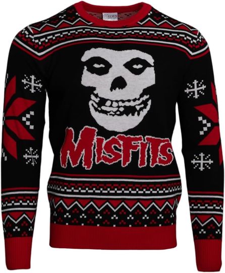 Discover The Misfits Skull Logo Music Rock Band Knitted Ugly Christmas Sweater by Life Clothing