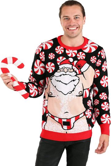 Discover Fun Costumes Santa Candy Cane Ugly Christmas Sweater