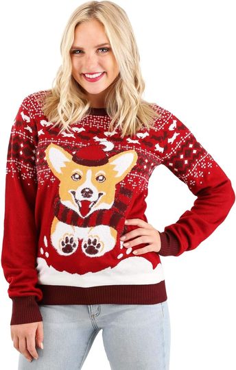 Discover A Very Corgi Christmas Ugly Christmas Sweater for Adults, Dog Themed Holiday Sweaters, Knitted Xmas Crewneck