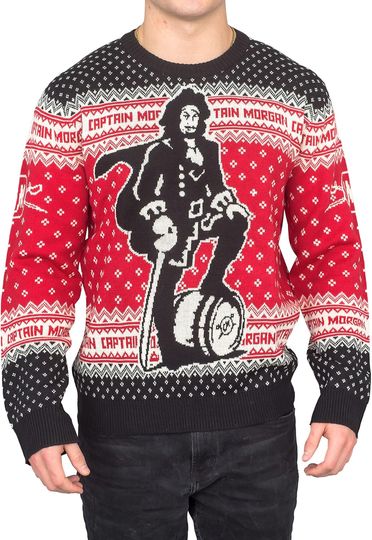 RIPP JUNC Adult Unisex Captain Morgan Alcohol Standing Captain Ugly Christmas Sweater